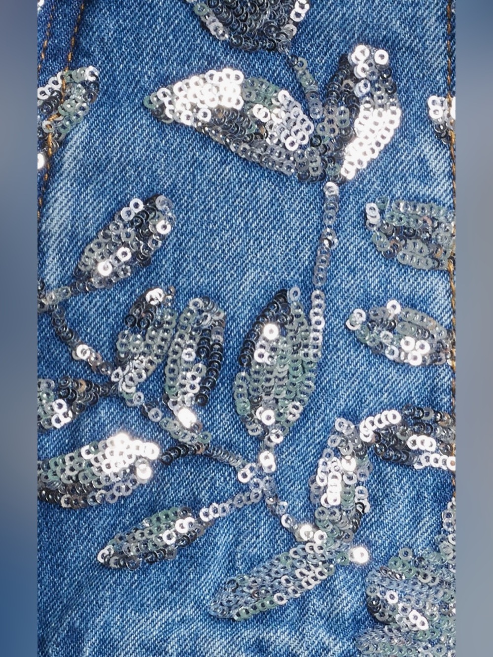 Nasty Gal Floral Sequin Denim Corset Camisole in Authentic Denim - Picture 5 of 8